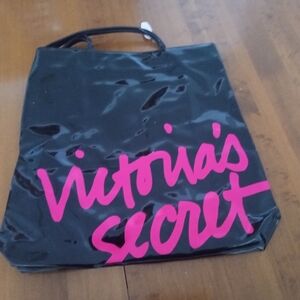 Victoria's Secret Black Glossy Tote Bag